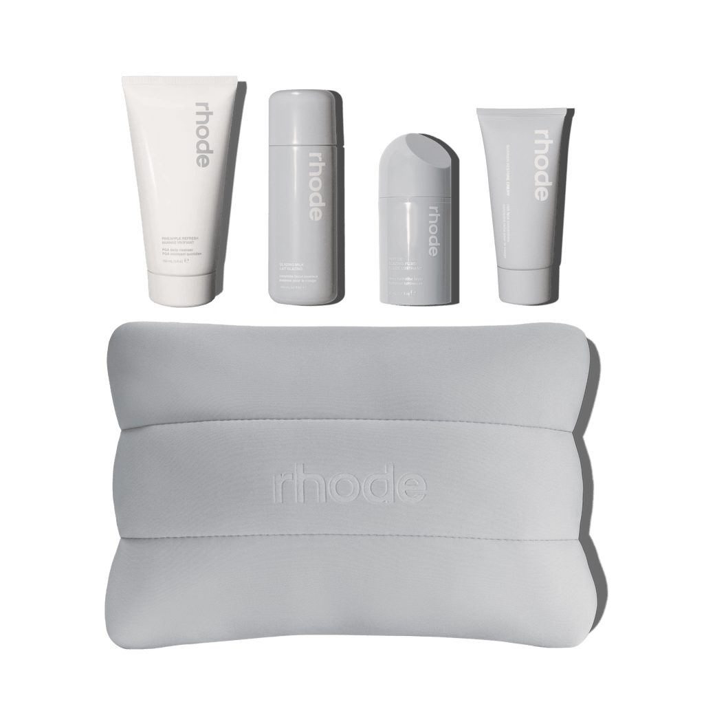 The Rhode Kit skincare set with pouch